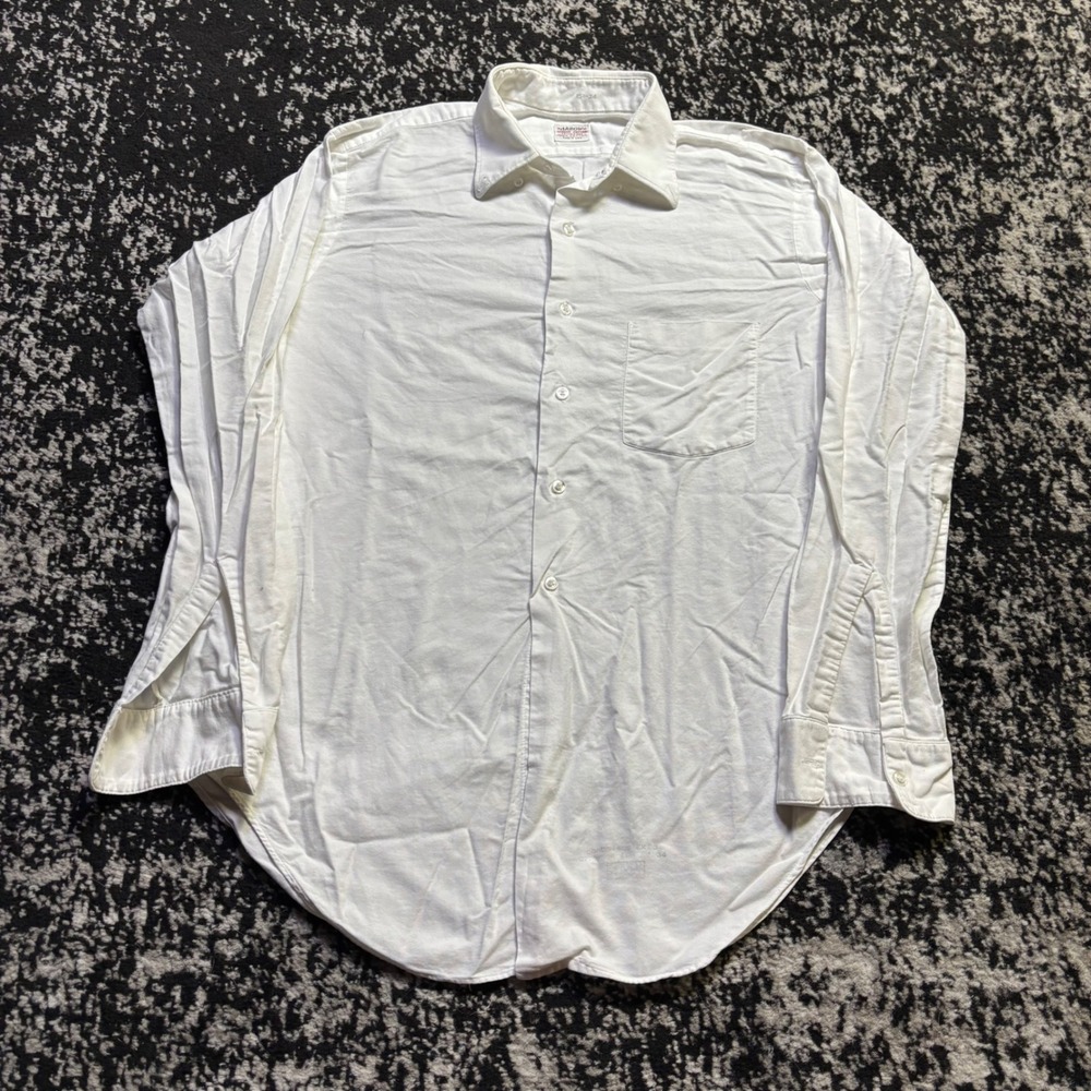 Vintage 60s Arrow Gordon Oxford Shirt Mens White Cotton Button Down USA Made - Picture 1 of 8